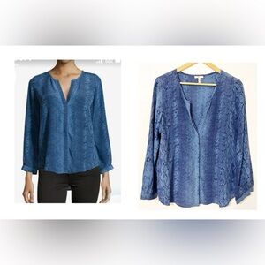 Joie Snake Print Silk Blue Buttoned Blouse with Relaxed Fit Delicate Romantic